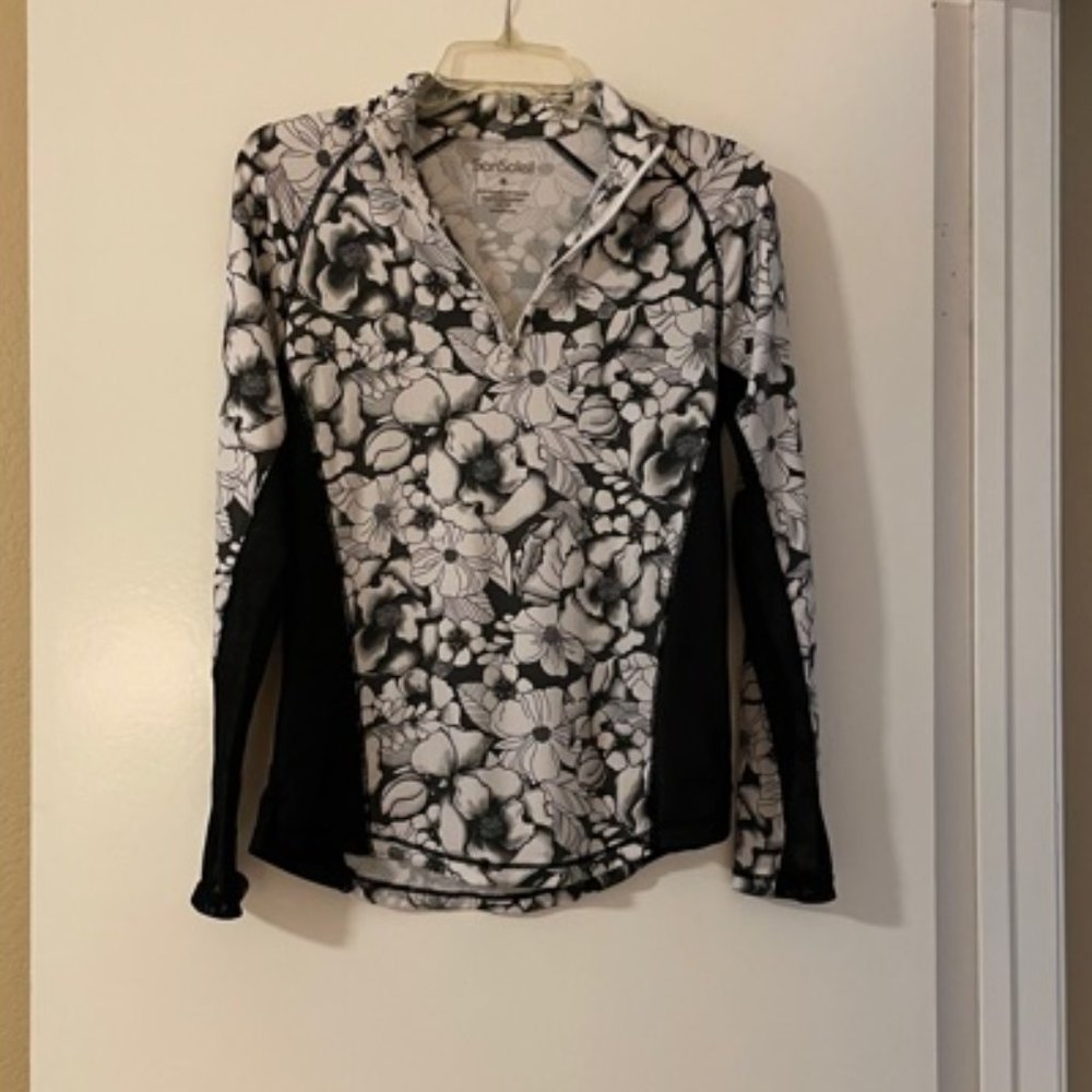 San Soleil Black & White long-sleeve shirt, S